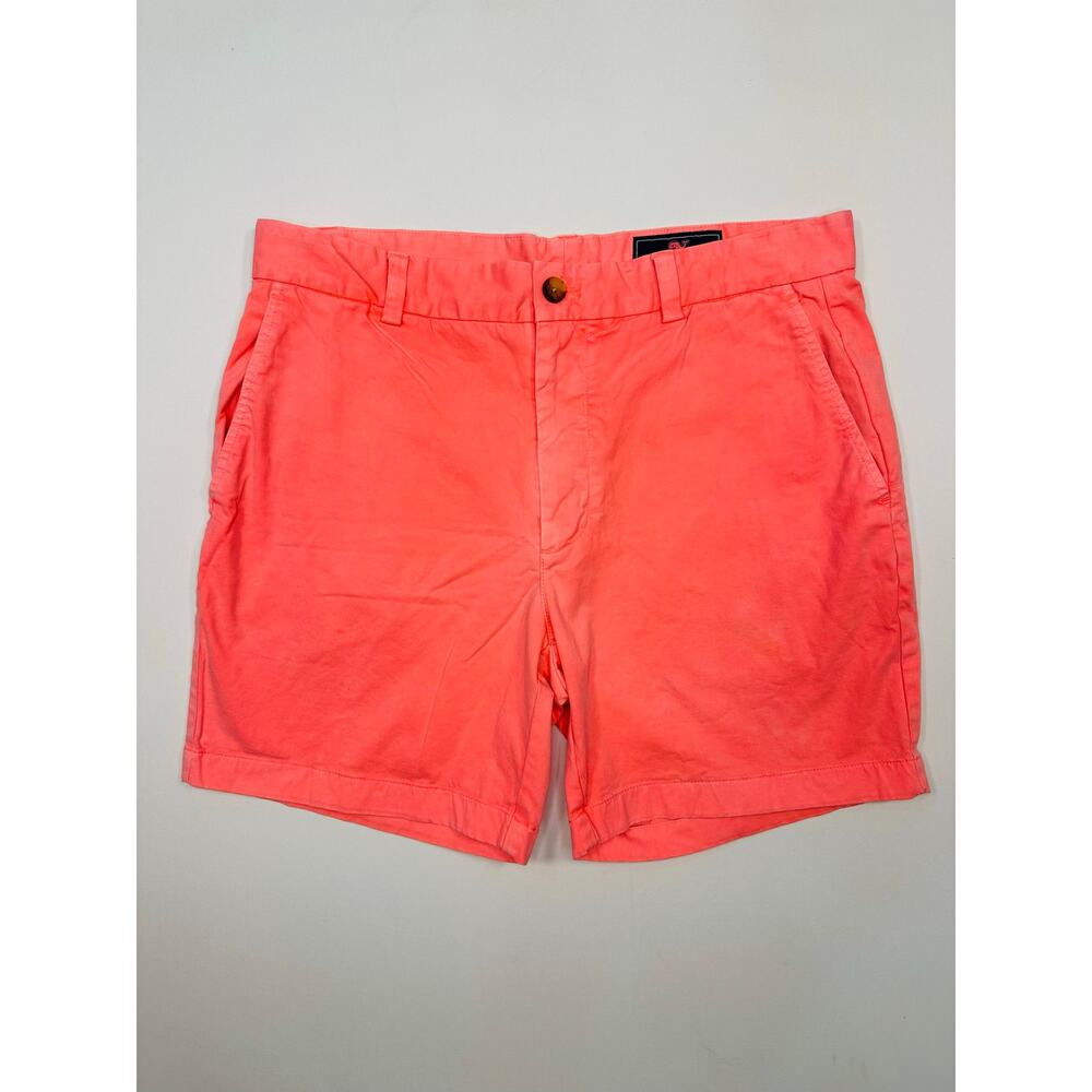 Vineyard Vines Breaker Shorts Neon Orange Cotton Size 34